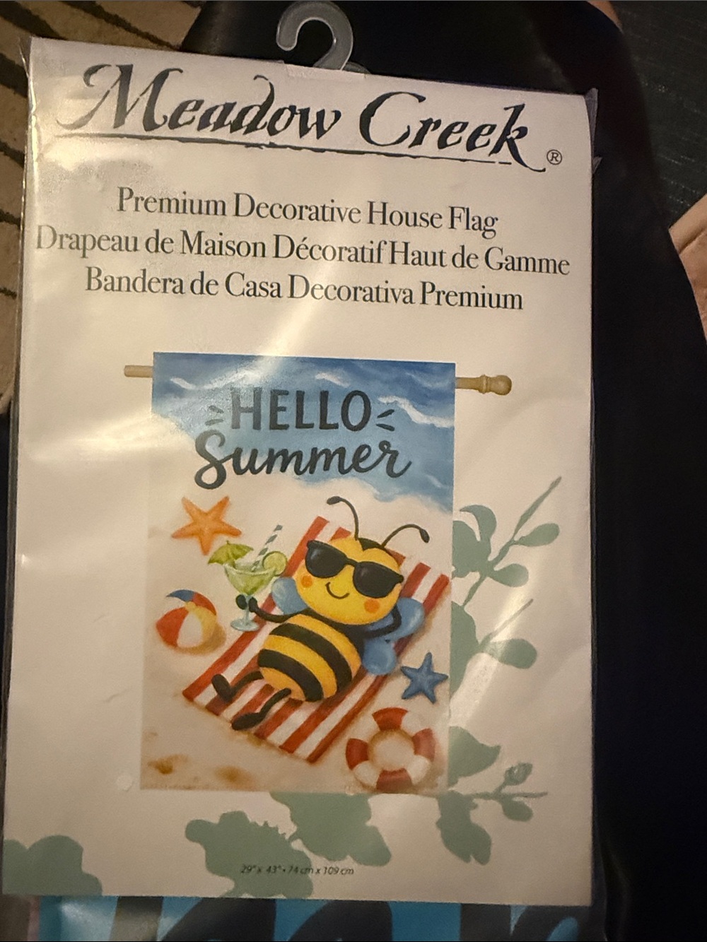 "Hello Summer" Bee House Flag - Blue & Yellow